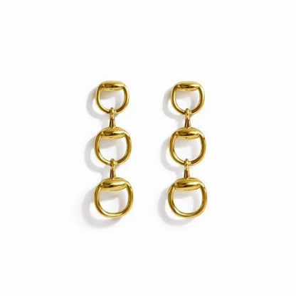 Equestrian Link Drop Earrings - Chic Horsebit-Inspired Design