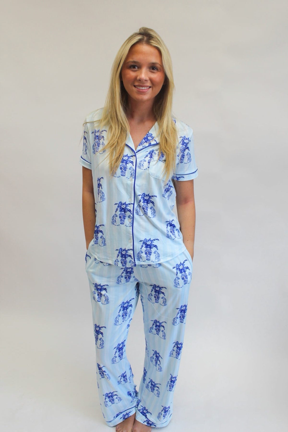 Callie Tiger Short Sleeve Button Up Sleep Shirt