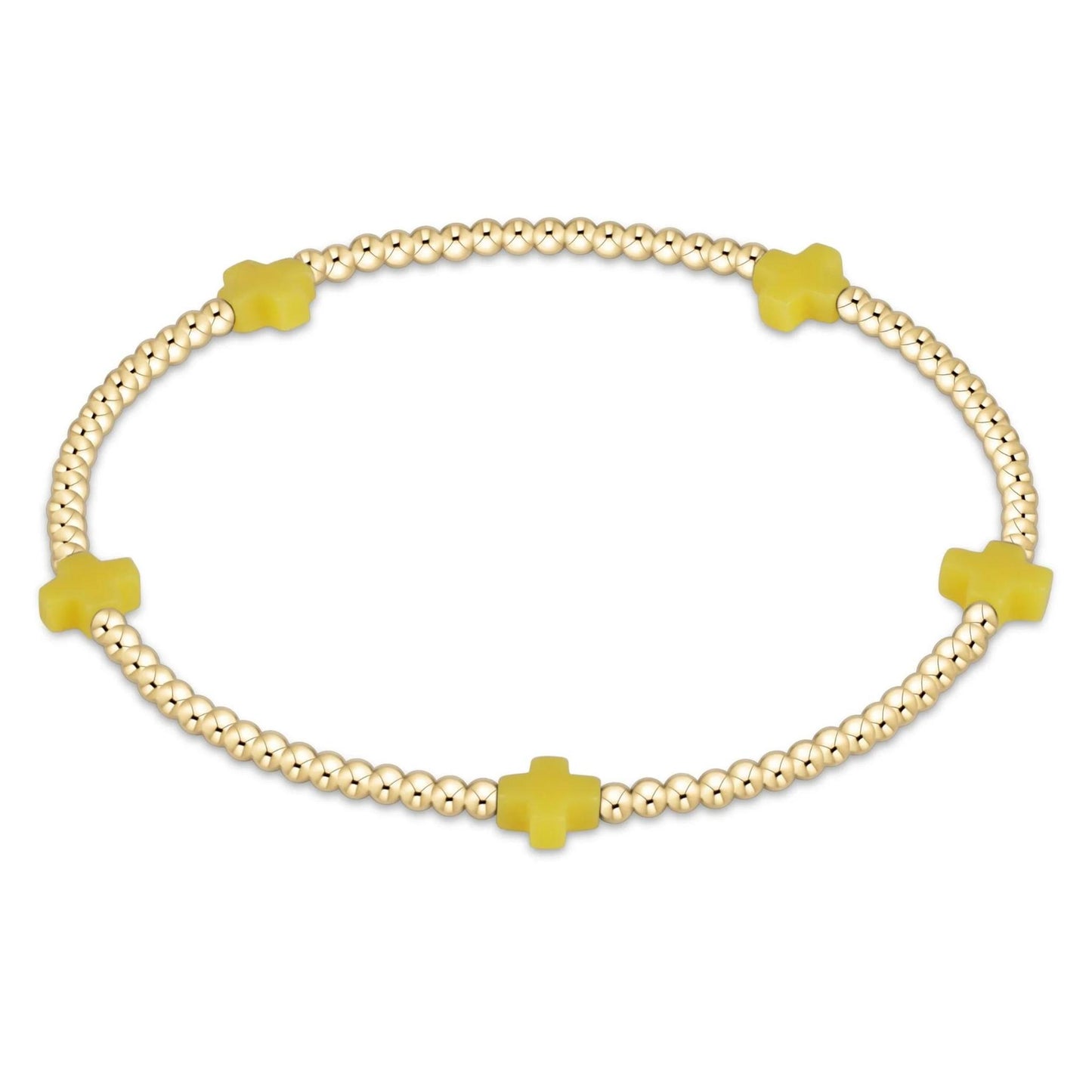 Egirl Signature Cross Small 2mm Gold Bracelet- Canary