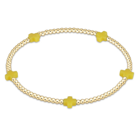 Egirl Signature Cross Small 2mm Gold Bracelet- Canary