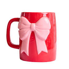 Ceramic Bow Mug Pink & Red