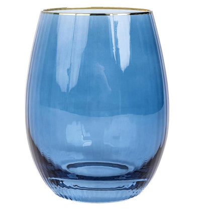 Ribbed Blue Glassware