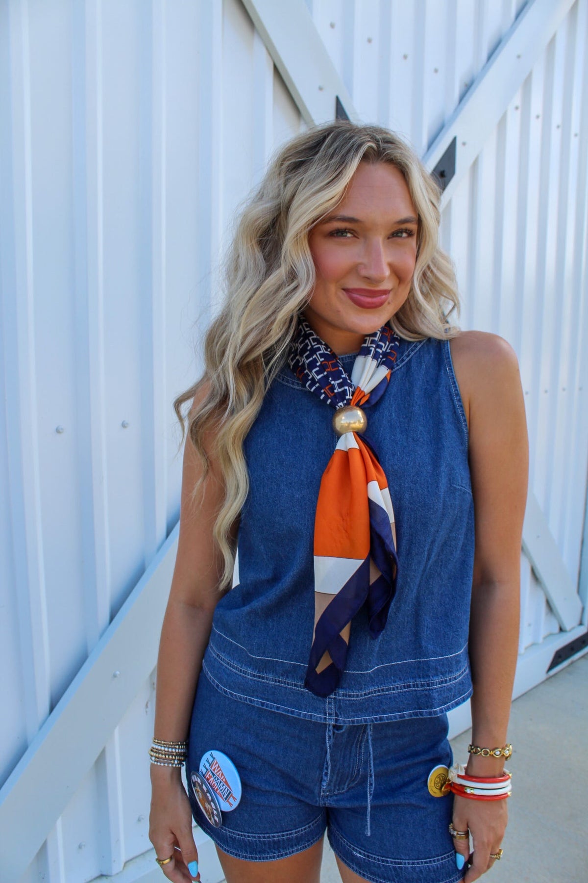 All Day Game Day Denim Sleeveless Top & Drawstring Shorts