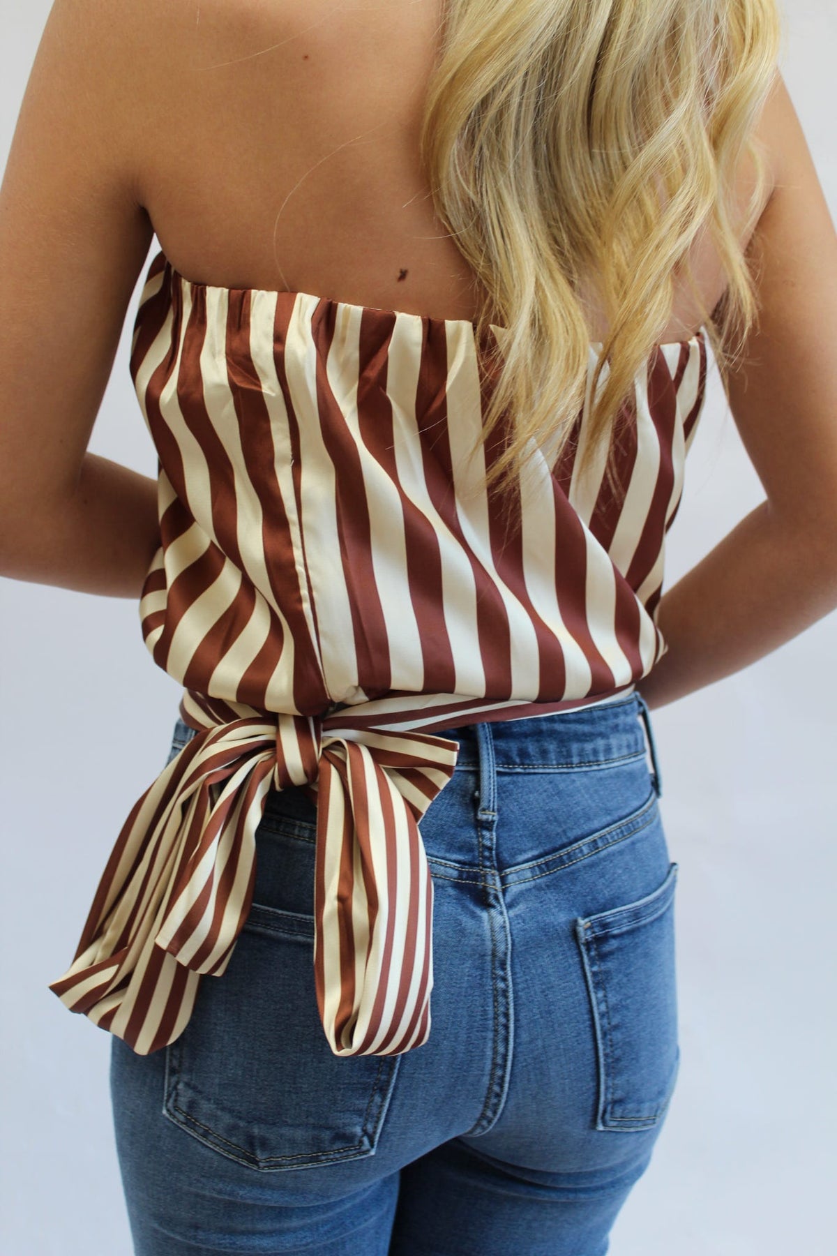 Toffee Tie Strapless Top