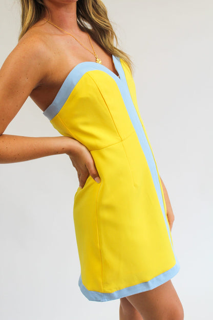 Lemon Drop Darling Strapless Dress