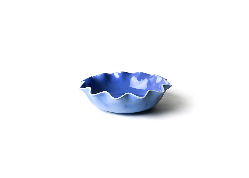 Coton Colors French Blue Color Block Ruffle Entree' Bowl