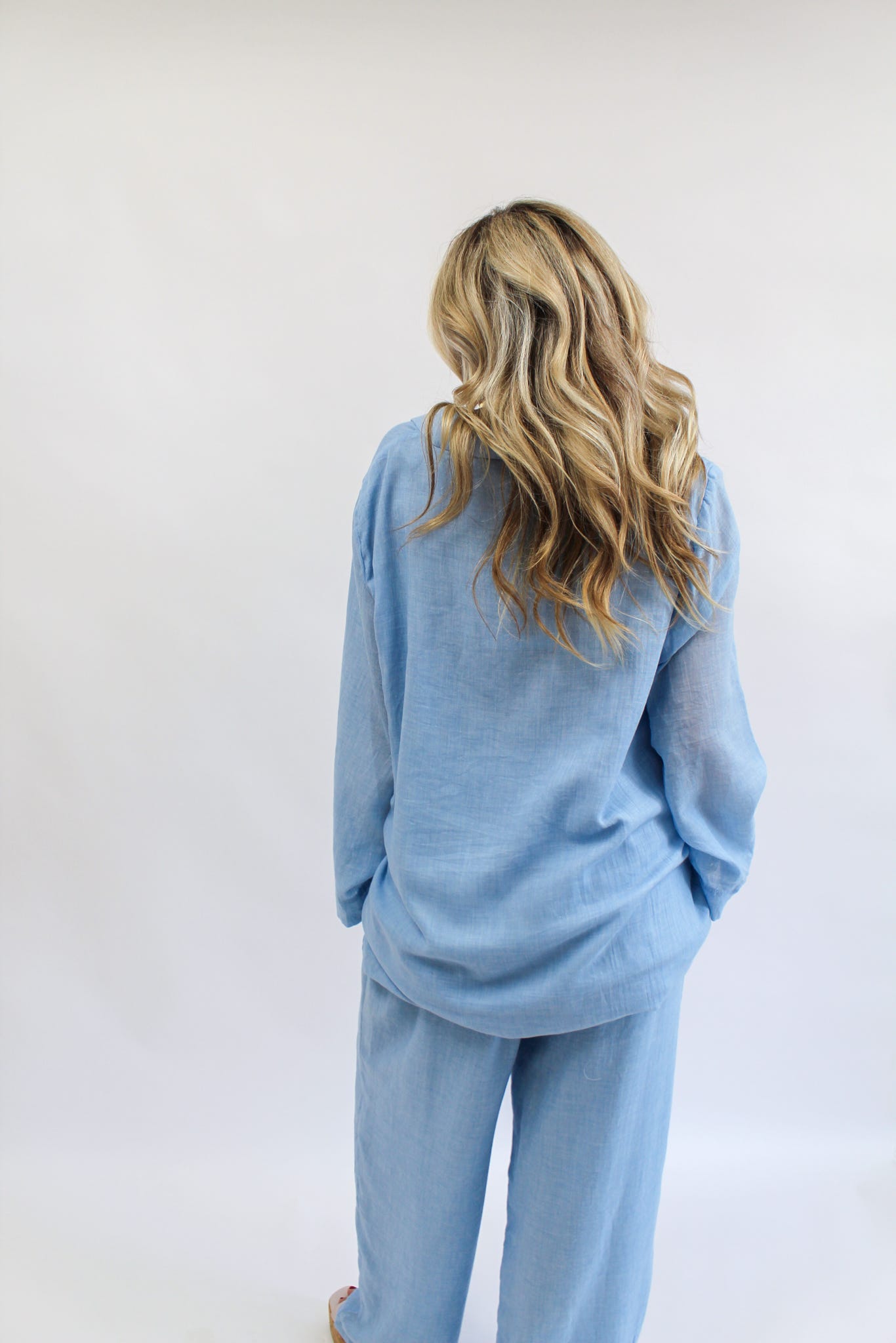 Santorini Sky Linen Pants Set