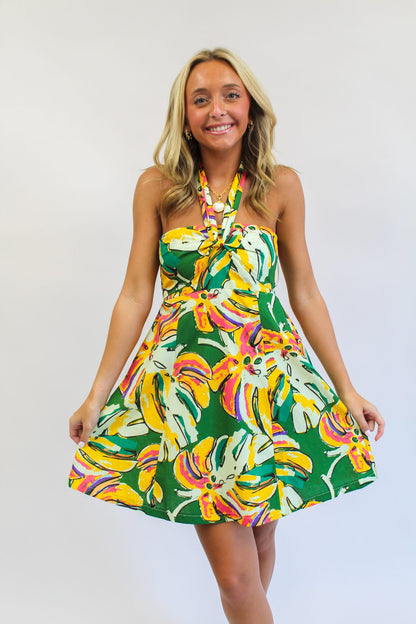 Calypso Mostera Halter Mini Dress