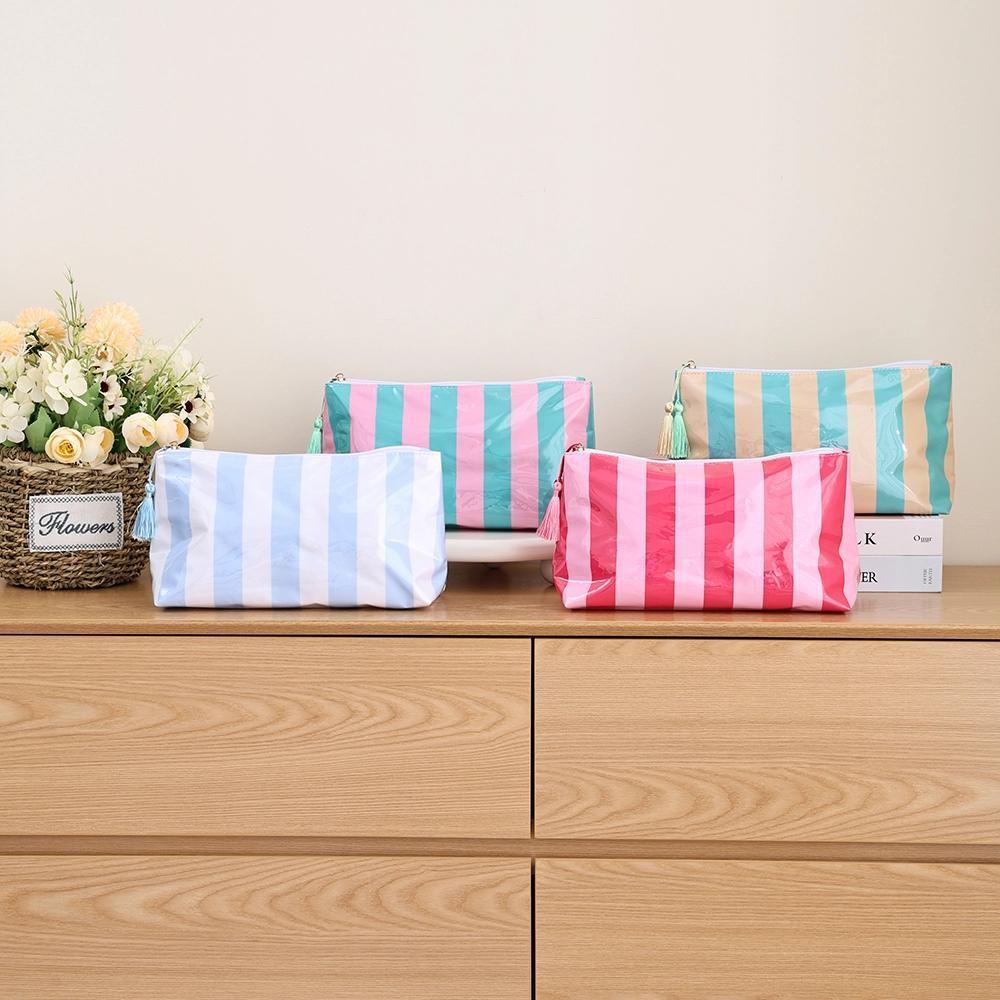 Waterproof Cosmetic Case Pvc Make Up Bag Fun Stripes