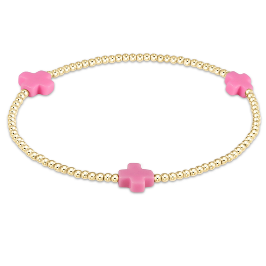 Signature Cross Small Gold Pattern 2mm Bead Bracelet