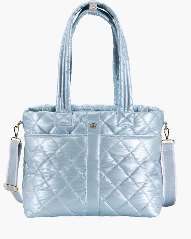 Maxed Out Wanderlust Tote- Sky Blue Metallic