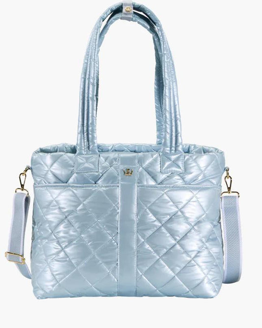 Maxed Out Wanderlust Tote- Sky Blue Metallic