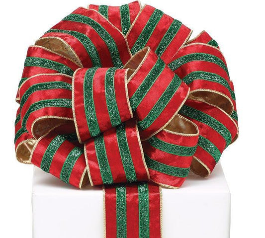 Velvet Stripes with Green & Gold Backing Ribbon
