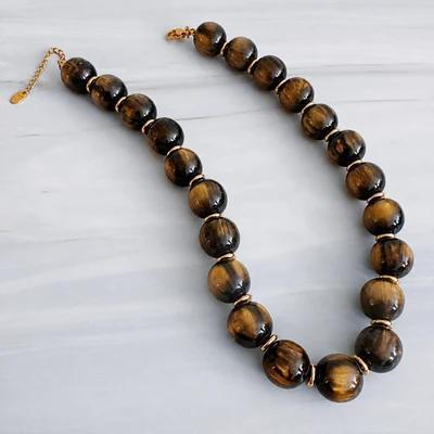 Bold Sphere Bead Necklace - Polished Statement Strand