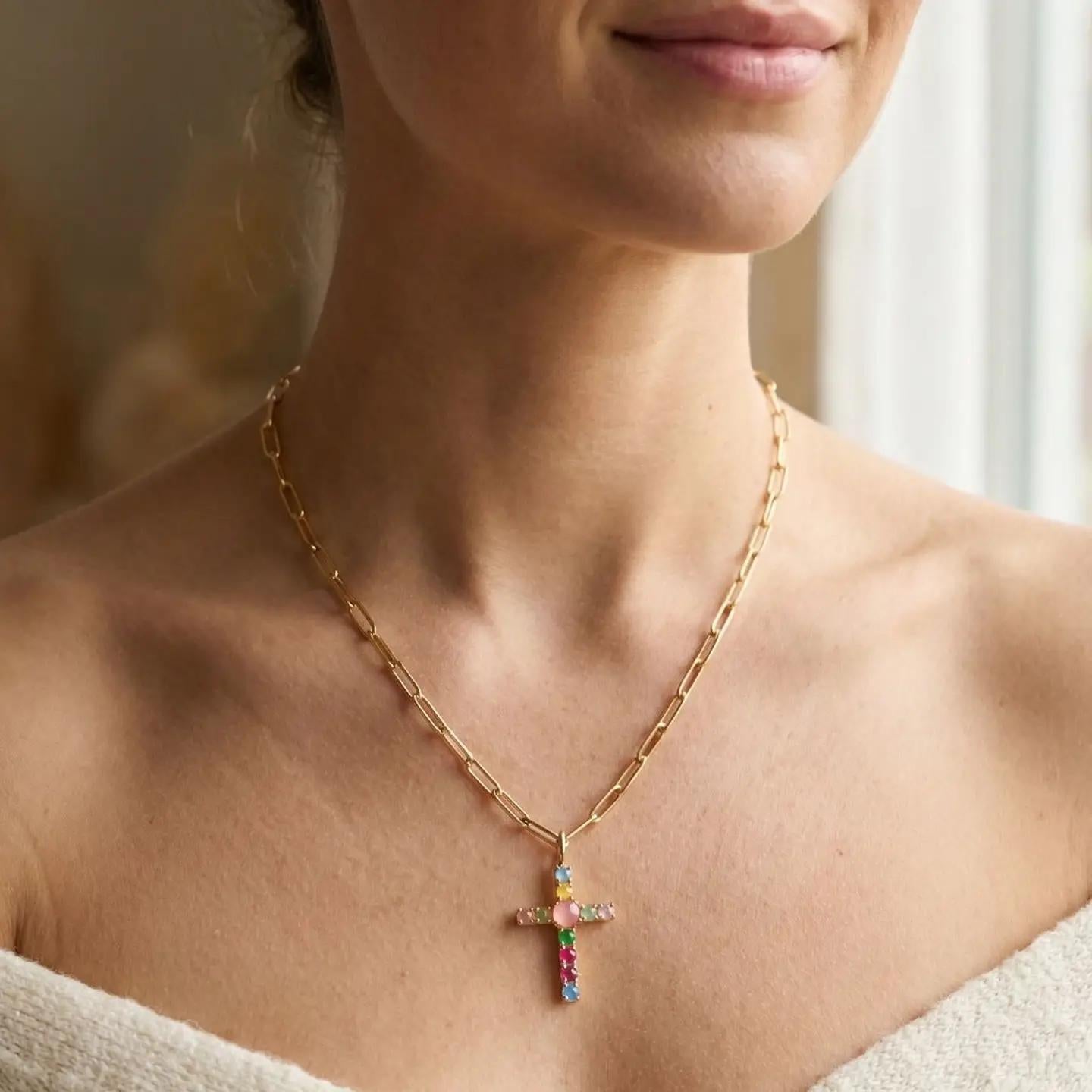 Cross Paperclip Pendant Necklace Candy Carnival