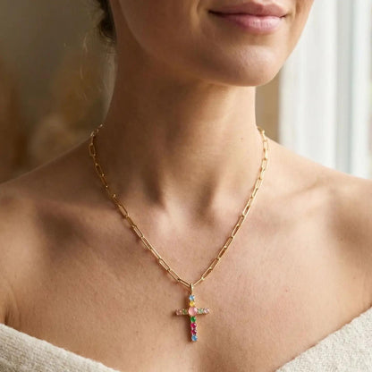 Cross Paperclip Pendant Necklace Candy Carnival