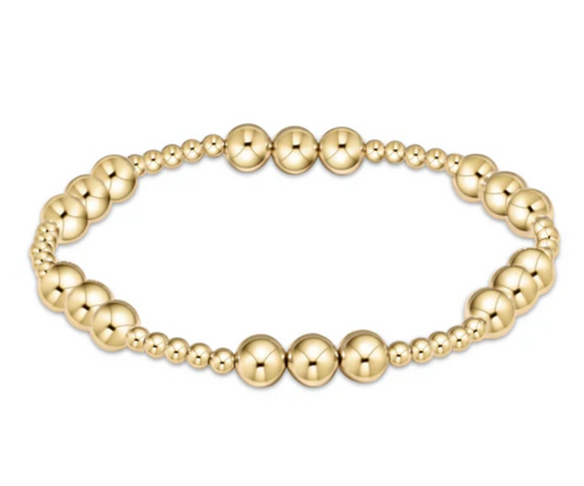 Classic Joy Pattern 6mm Bead Bracelet - Gold