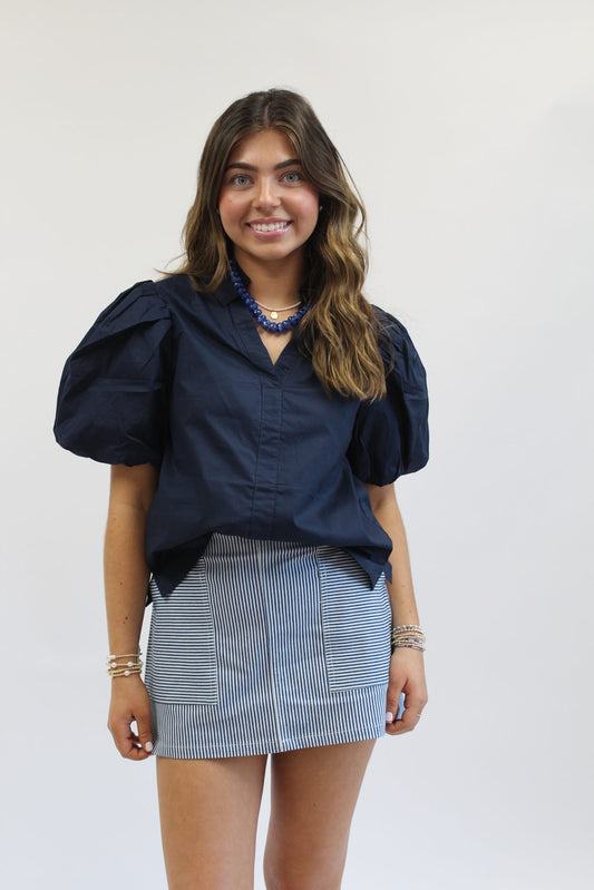 Dockside Darling Denim Stripe Skort
