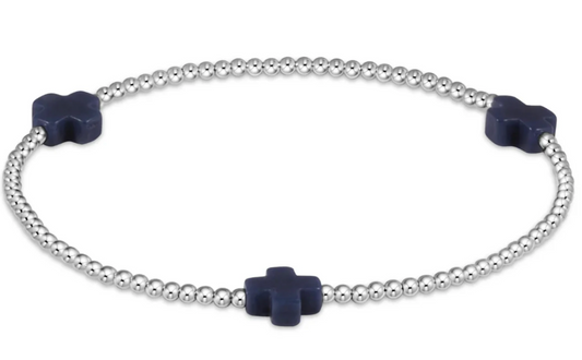 enewton Extends - Signature Cross Sterling Pattern 3mm Bead Bracelet - Navy