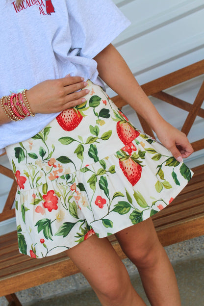Berry Me Strawberry's and Cream Mini Skirt