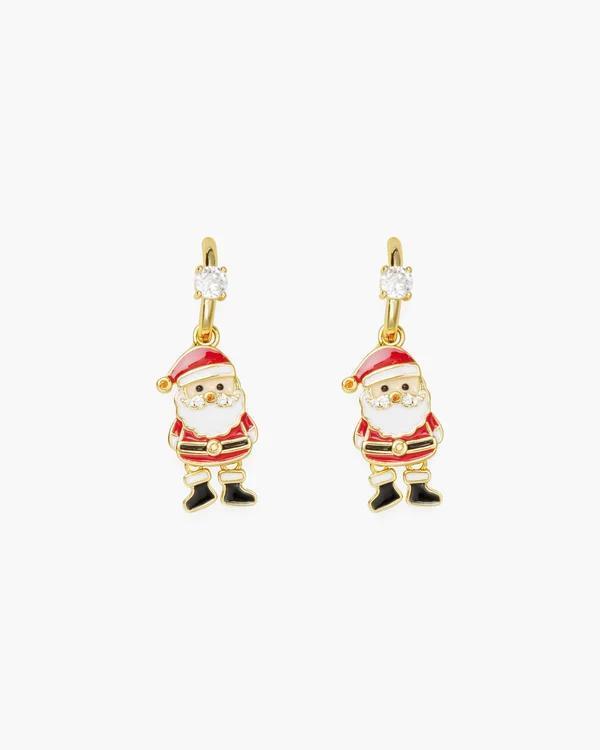 Gold Movable Santa Dangle Earrings