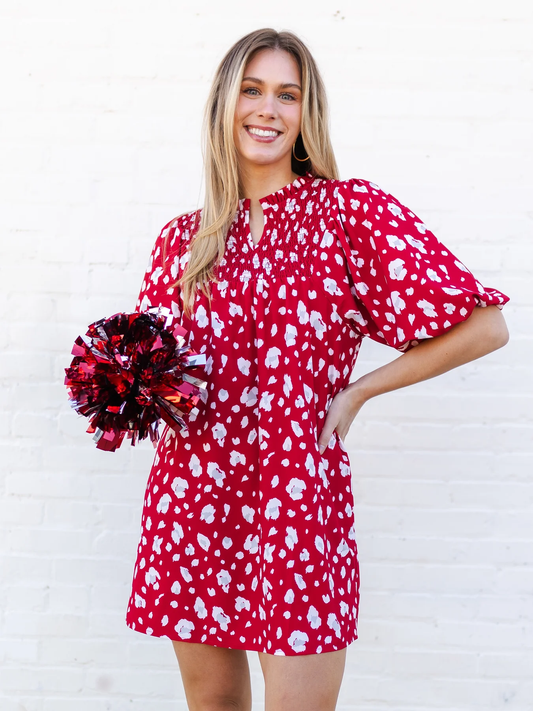 Dress Amelia Party Animal Crimson/White