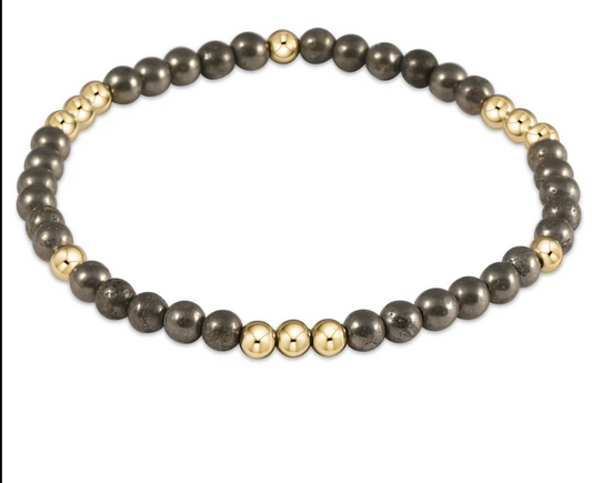 Worthy Pattern 4mm Bead Bracelet - Pyrite