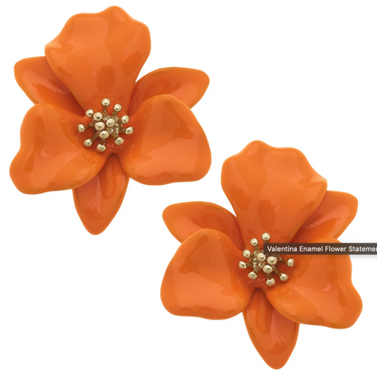 Valentina Enamel Flower Statement Earrings