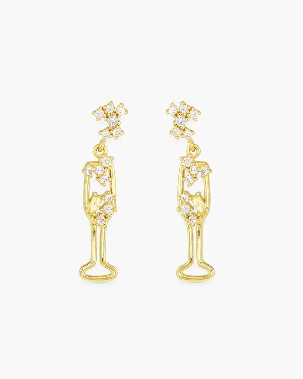 Gold CZ Champagne Flute Earrings