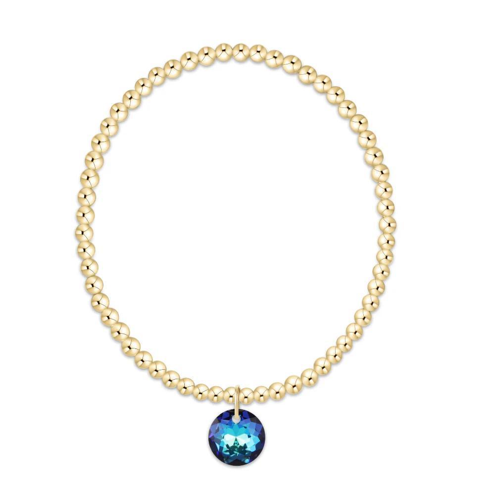 Extends Classic Gold 3mm Bracelet - Reflection Charm ( Birthstone )