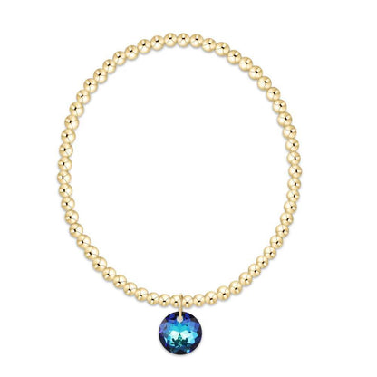 Extends Classic Gold 3mm Bracelet - Reflection Charm ( Birthstone )