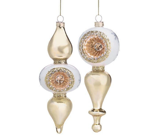 White & Gold Retro Glass Ornament