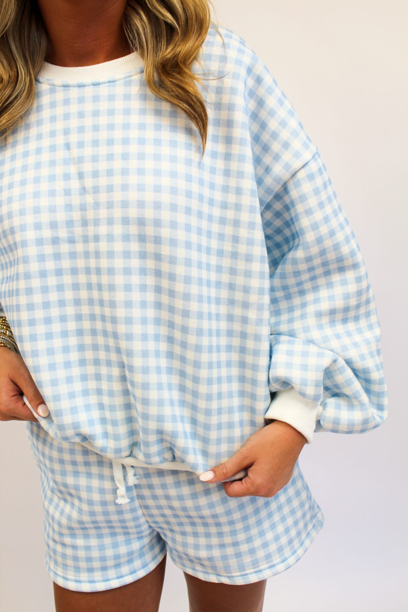 Sweet Talk Gingham Stripe Set - Blue