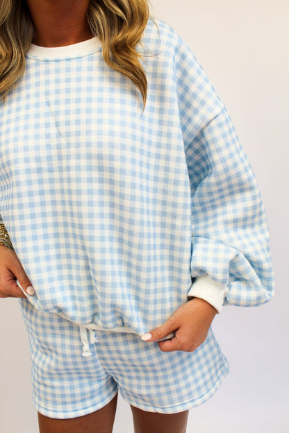 Sweet Talk Gingham Stripe Set - Blue