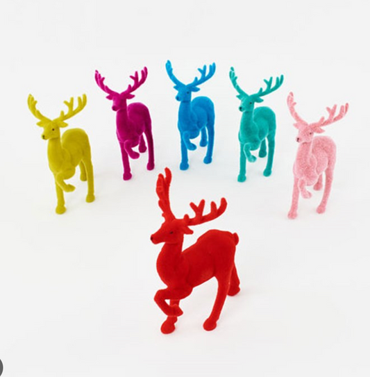 Flocked Deer, 6 Asst, PVC, 12''