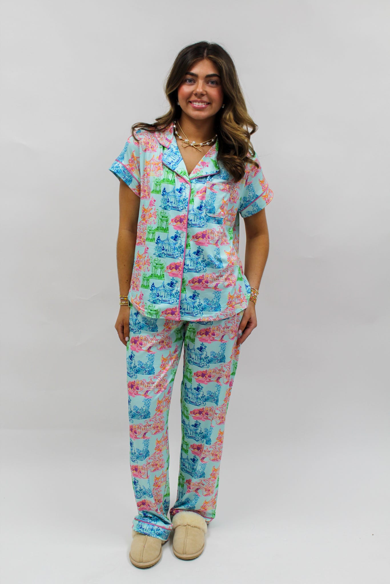 Maya Sleep Pants  Aqua/Multi  XLarge