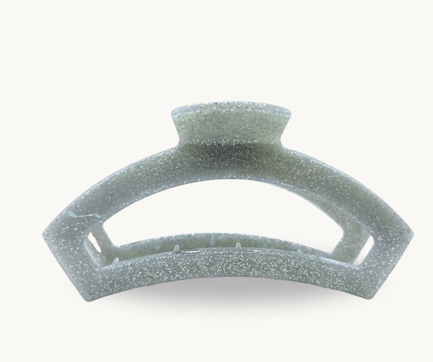 Open Silver Glitter Large Hair Clip