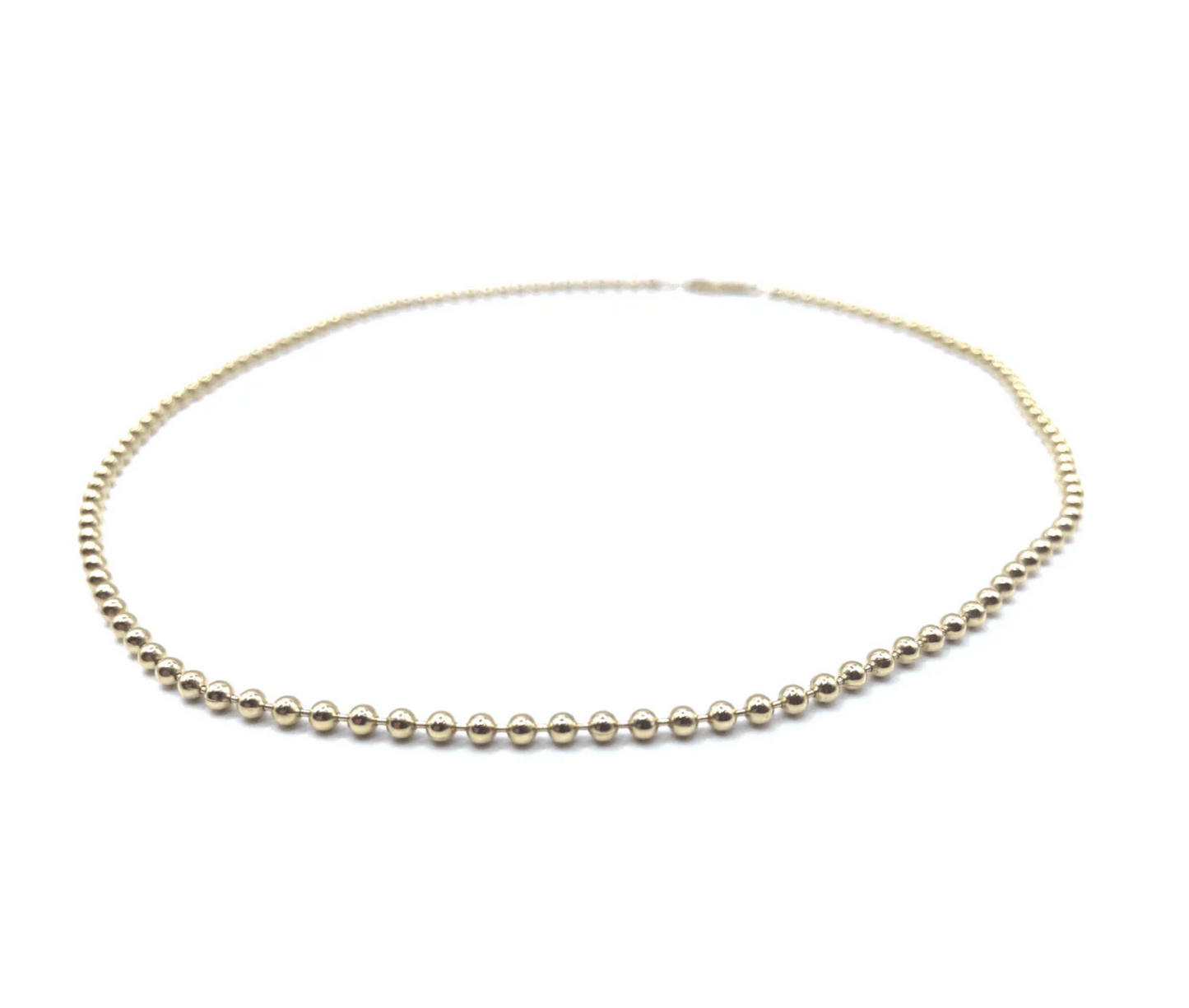 3MM H2O RESISTANT GOLD BALL NECKLACE WITH EXTENDER 16''-18''