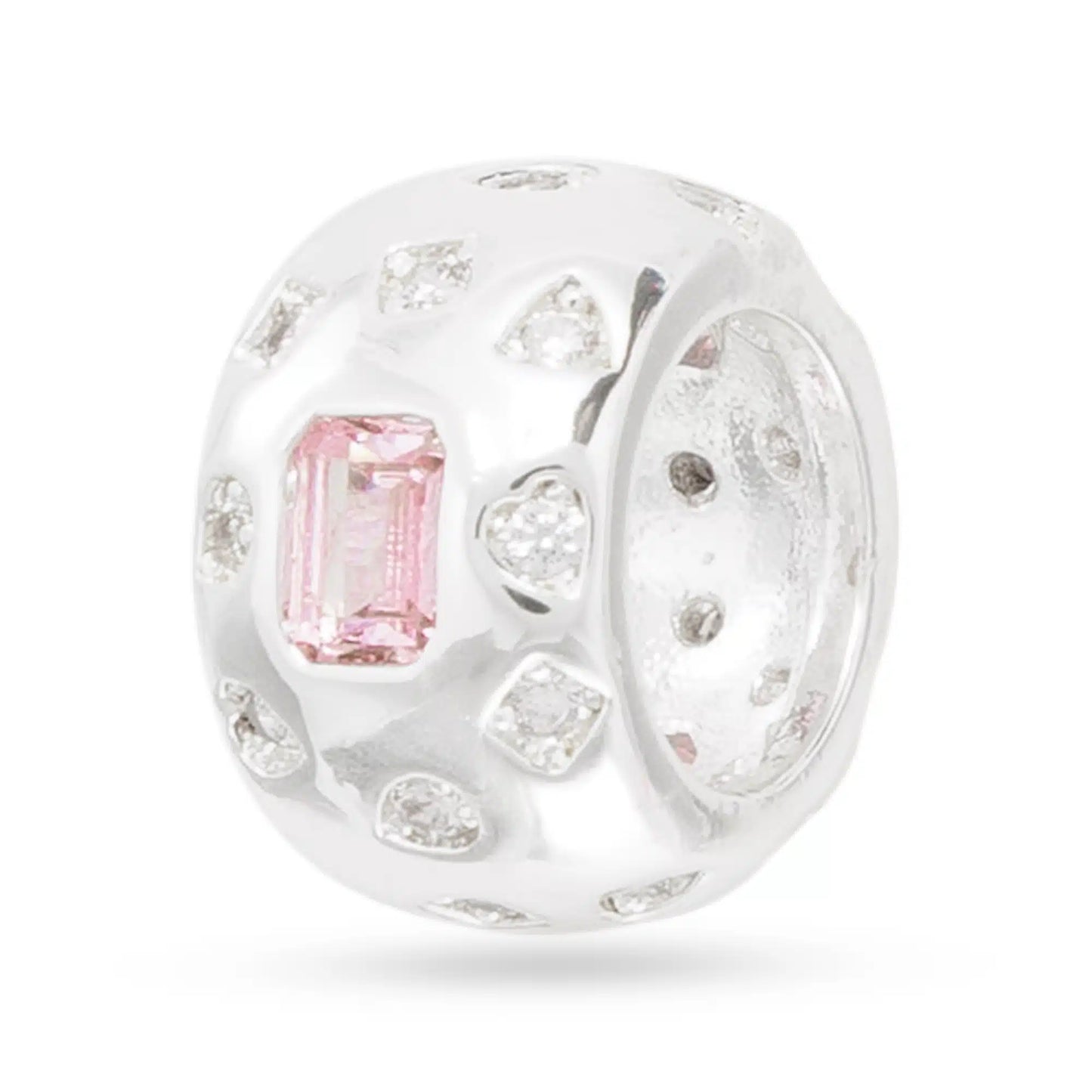 Silver CZ Wide Round Charm