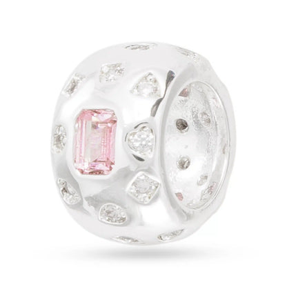 Silver CZ Wide Round Charm