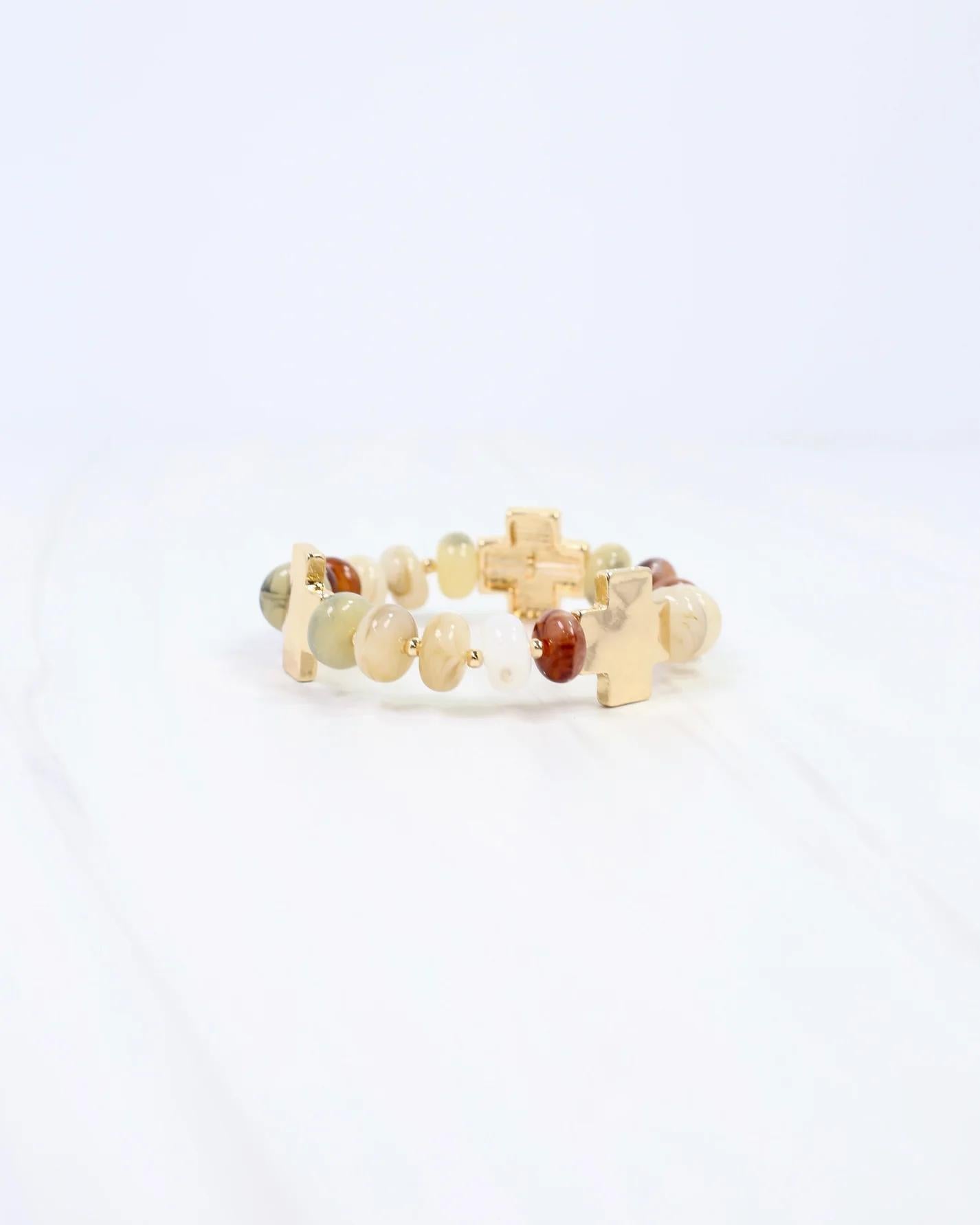 Berkeley Stone Beaded Cross Bracelet