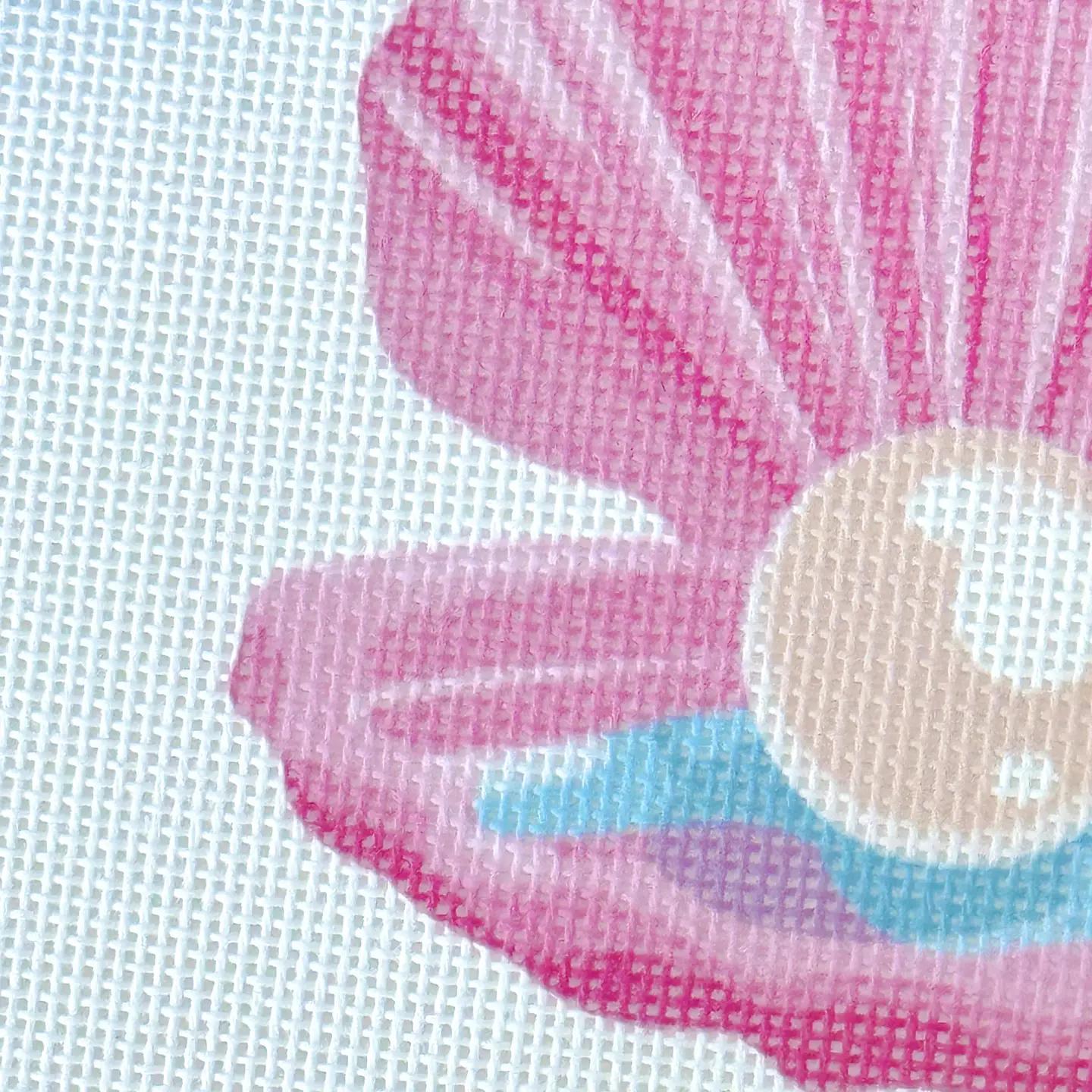 Pink Pearl Shell Needlepoint Canvas, Artisan Printed Canvas