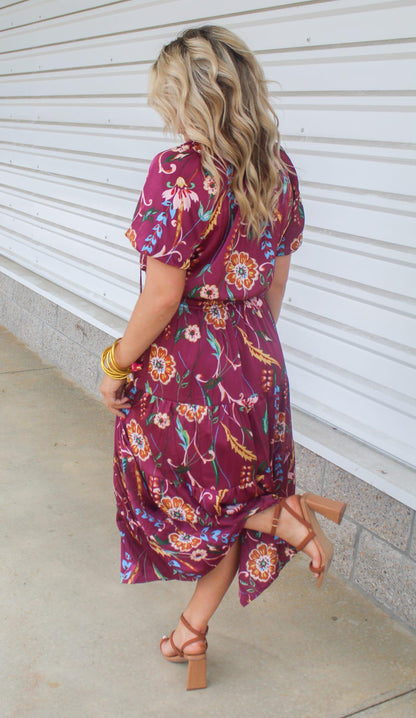 Fabiola Floral Short Sleeve Maxi Dress