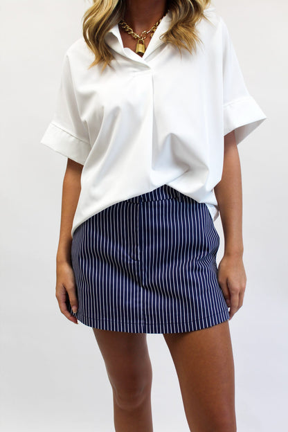 Flirt Alert Navy Stripe Skort