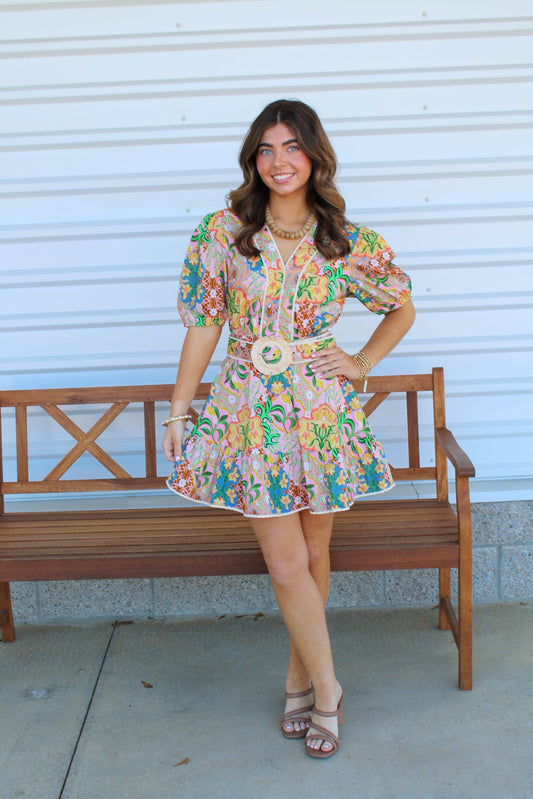 Sunlit Flora Mini Dress