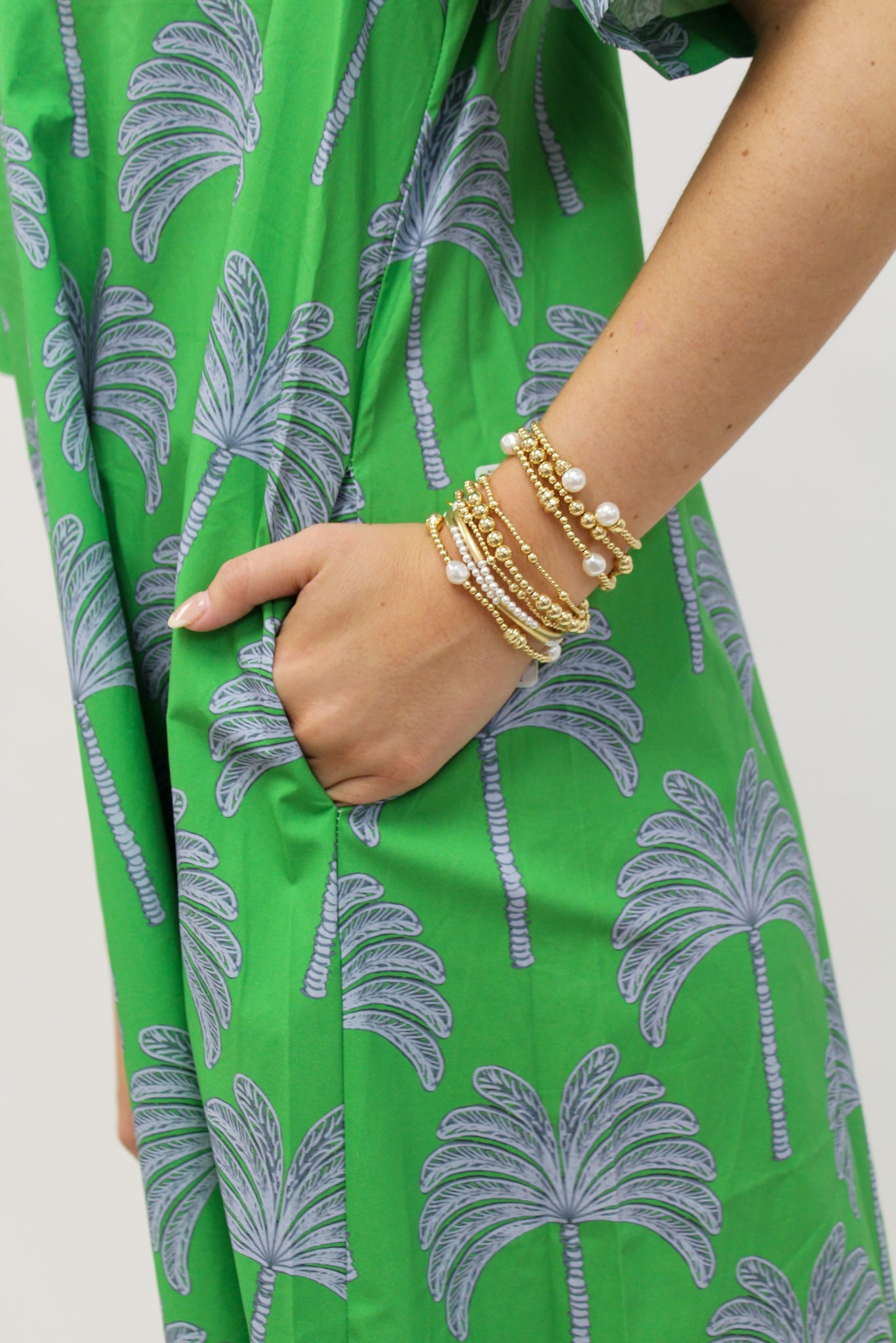 Georgia Palm Dress Green by Caryn Lawn