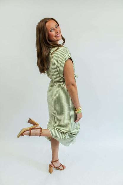 Gianna Button Up Striped Dress