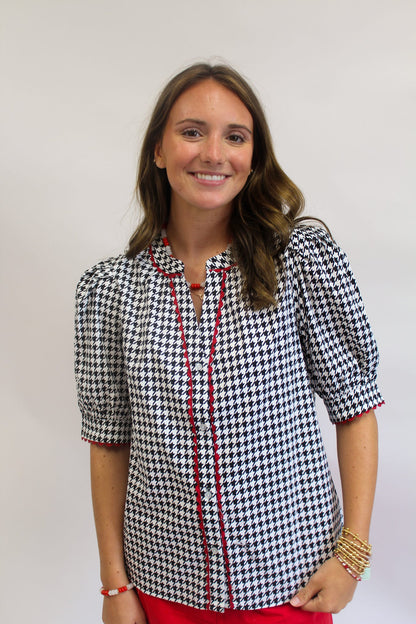 Houndstooth Black Elaine Top