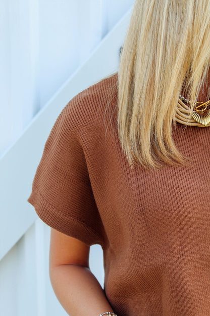 Betty Brown Mockneck Sweater Top