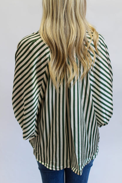 Starla Stripe Puff Sleeve Buttondown Top